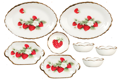 Bowls/Oval Plate, Strawberry, 8 pc.